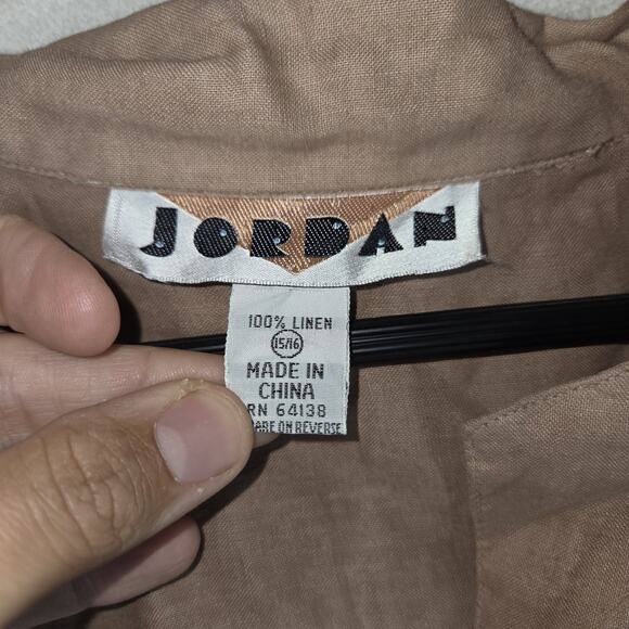 Vintage Jordan Shirt Mens Size XL Linen Beige Summer Button Up Short Sleeve NWT - Picture 10 of 14